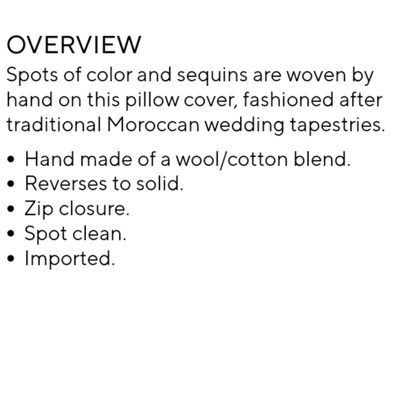 Pottery Barn Lina Moroccan Wedding Blanket Pillow Cover 18" x 18" - Picture 11 of 13